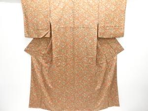 斜め格子に花模様小紋着物